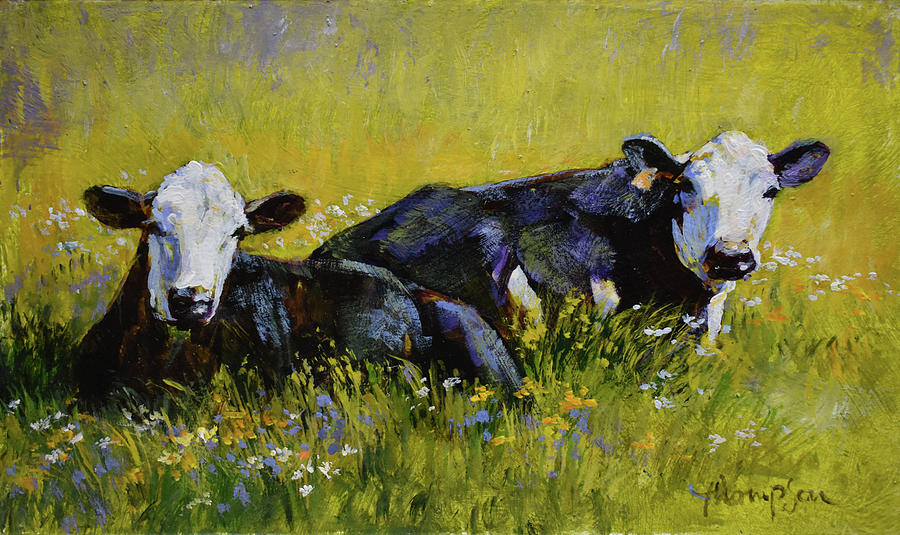 Cow Painting - Doris and Mabel by Tracie Thompson