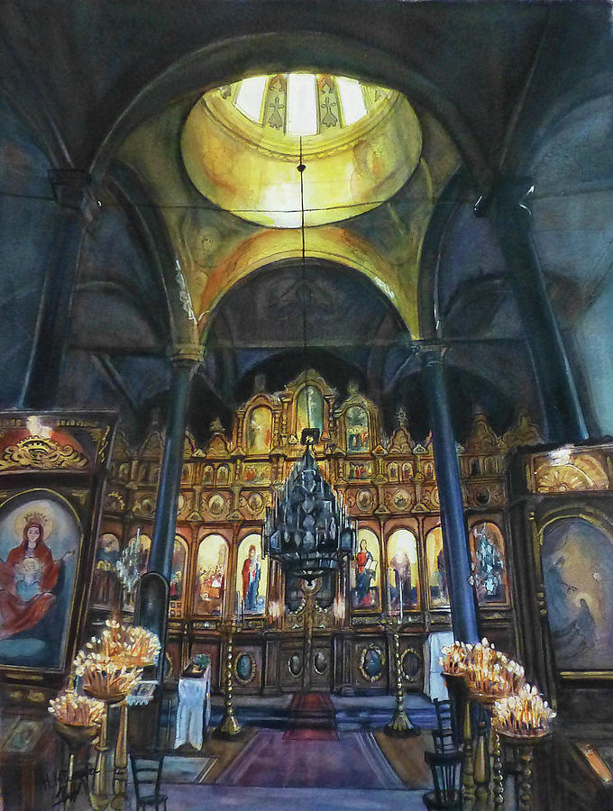 Dormition of The Mother of God Church Gorna Oriahoviza Bulgaria Painting by Henrieta Maneva
