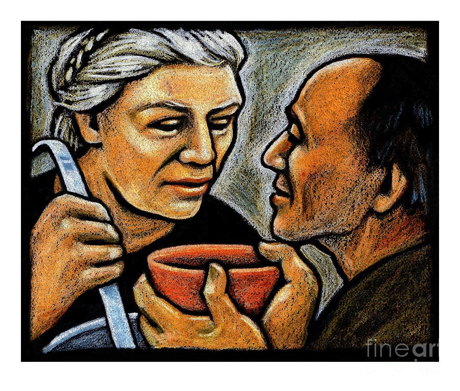 Dorothy Day Feeding the Hungry - JLDDF Painting by Julie Lonneman