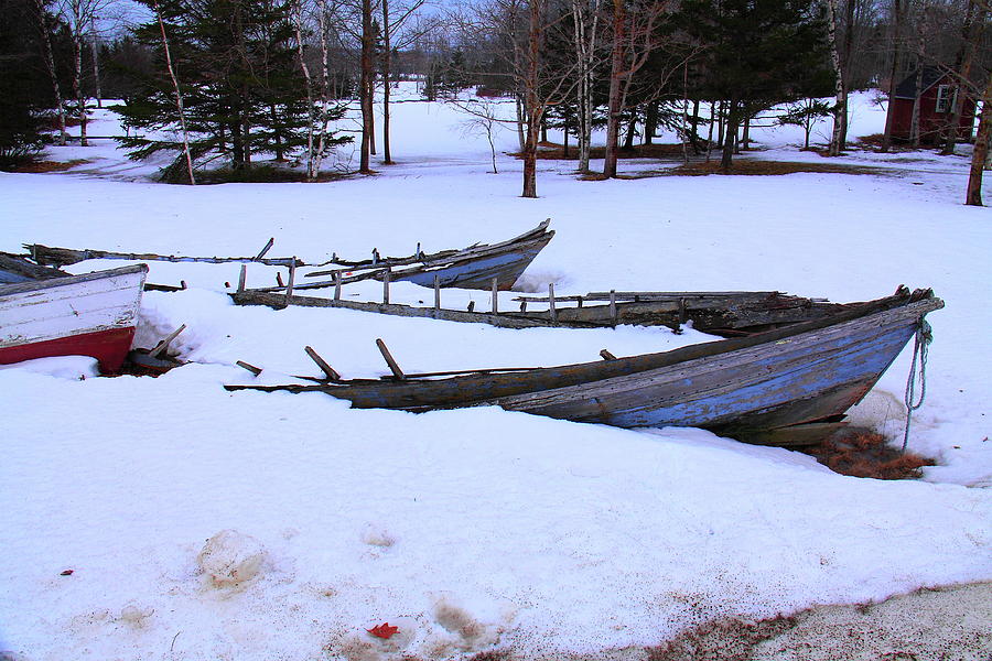 Dory Graveyard Winter Photograph by Doug Mills