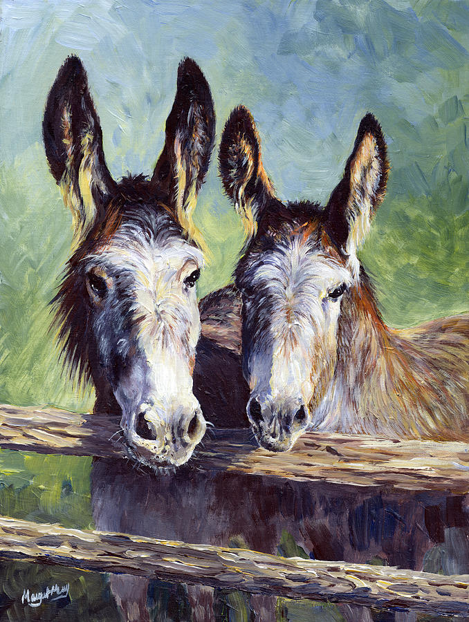Dos Burros Painting by Margaret Merry