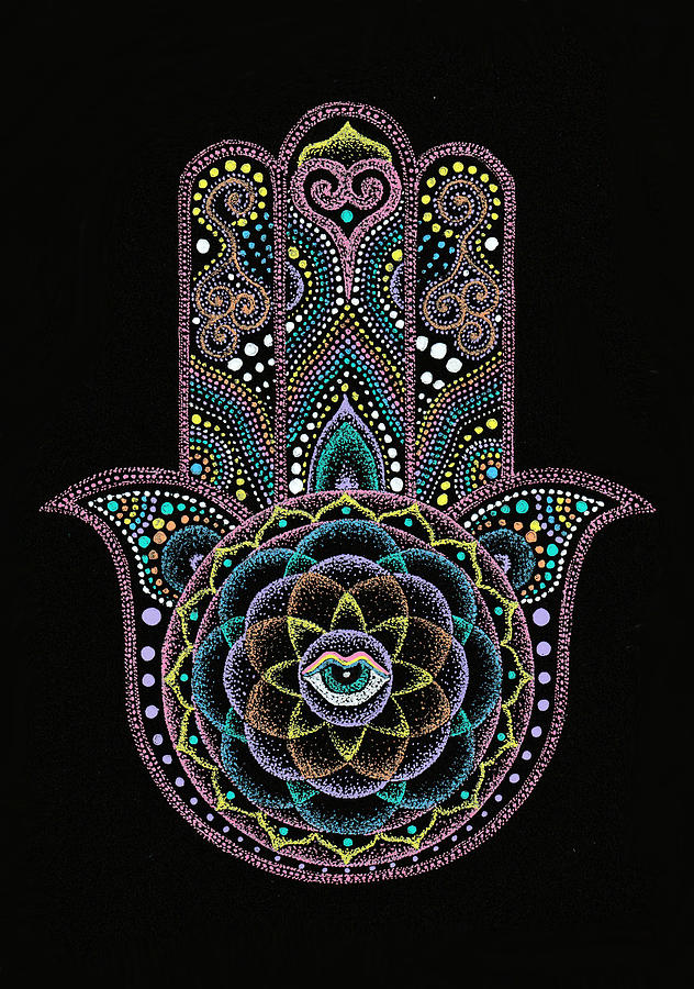 Dot Hamsa Hand Mandala Painting by Nobuaki Suzuki - Fine Art America