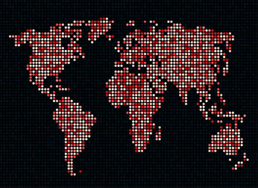 Dot Map of the World - red Digital Art by Michael Tompsett