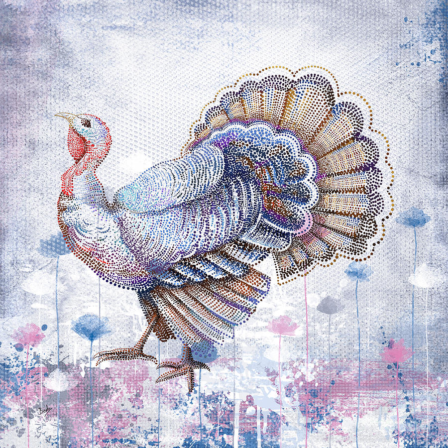 Thanksgiving Digital Art - Dotted Turkey by Peter Awax