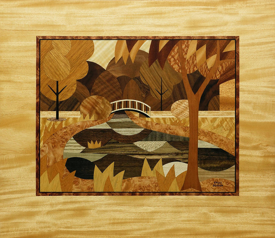 Bridge Painting - Smith Park Bridge-Marquetry #1 by Bruce Bodden