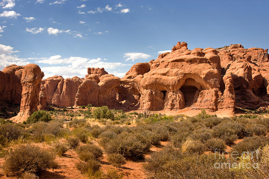 Arches National Park Photograph - Double Arch Famous Landmark in Arches National Park Utah by Louise Heusinkveld
