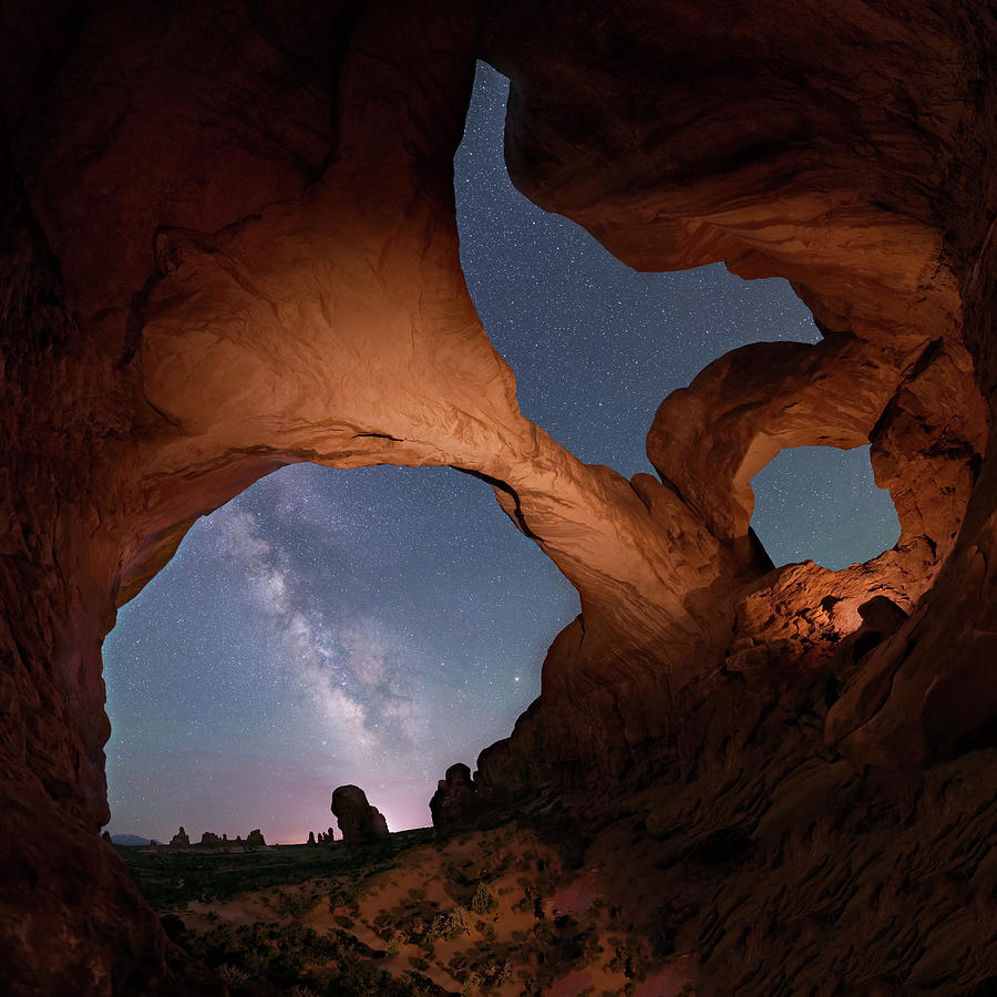 Double Arch and the Milky Way - Arches National Park - Moab, Utah 2 Digital Art by OLena Art