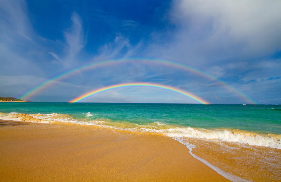 Double Beach Rainbow of Maui Photograph by Angelina Hills