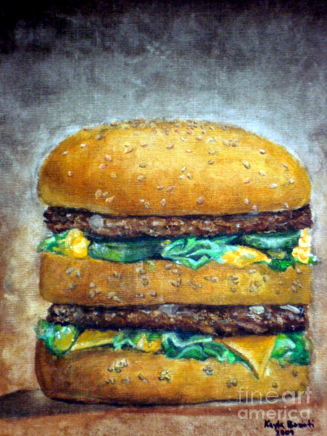 Still Life Painting - Double burger to go by Kayla Bozoti
