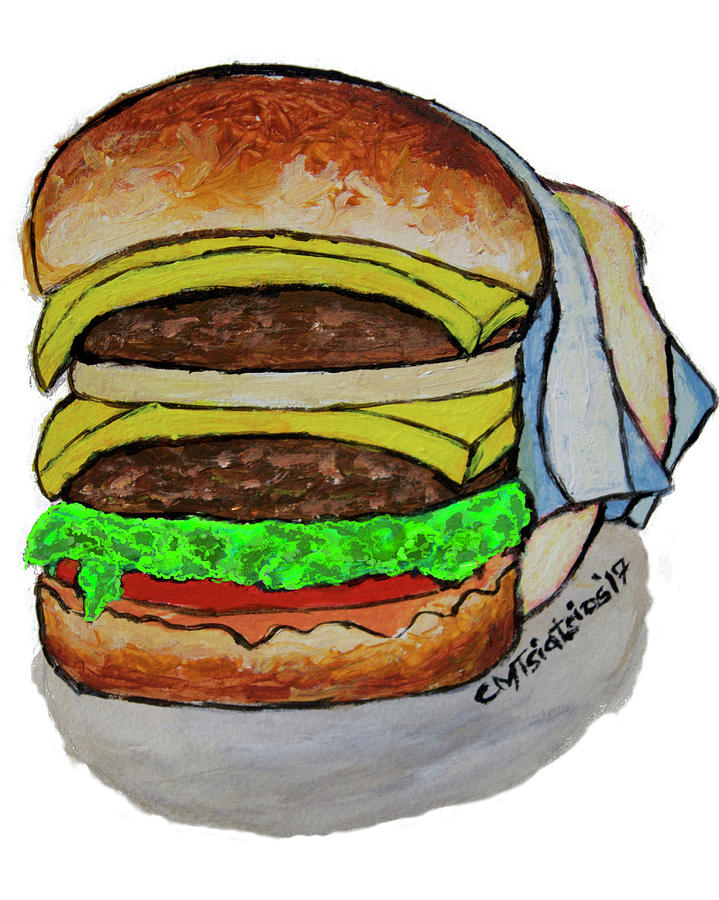 Double Cheeseburger Painting by Carol Tsiatsios