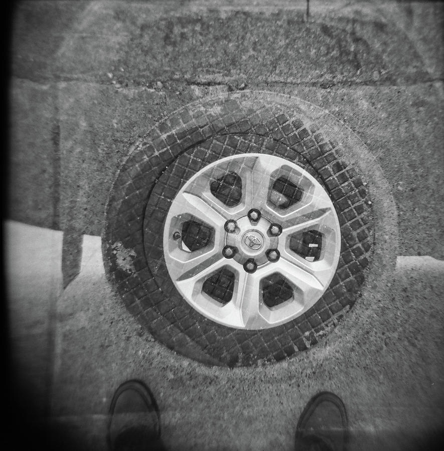 Holga Photograph - Double Exposure Manhole Cover Tire Holga Photography by Lisa Shea Holga Photograph - Double Exposure Manhole Cover Tire Holga Photography by Lisa Shea