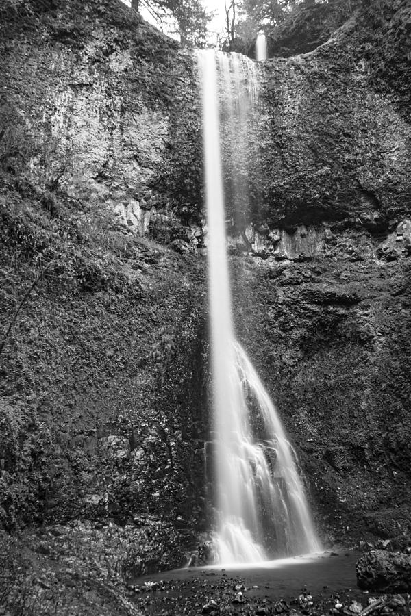 Double Falls in Black and White  Photograph by John McGraw