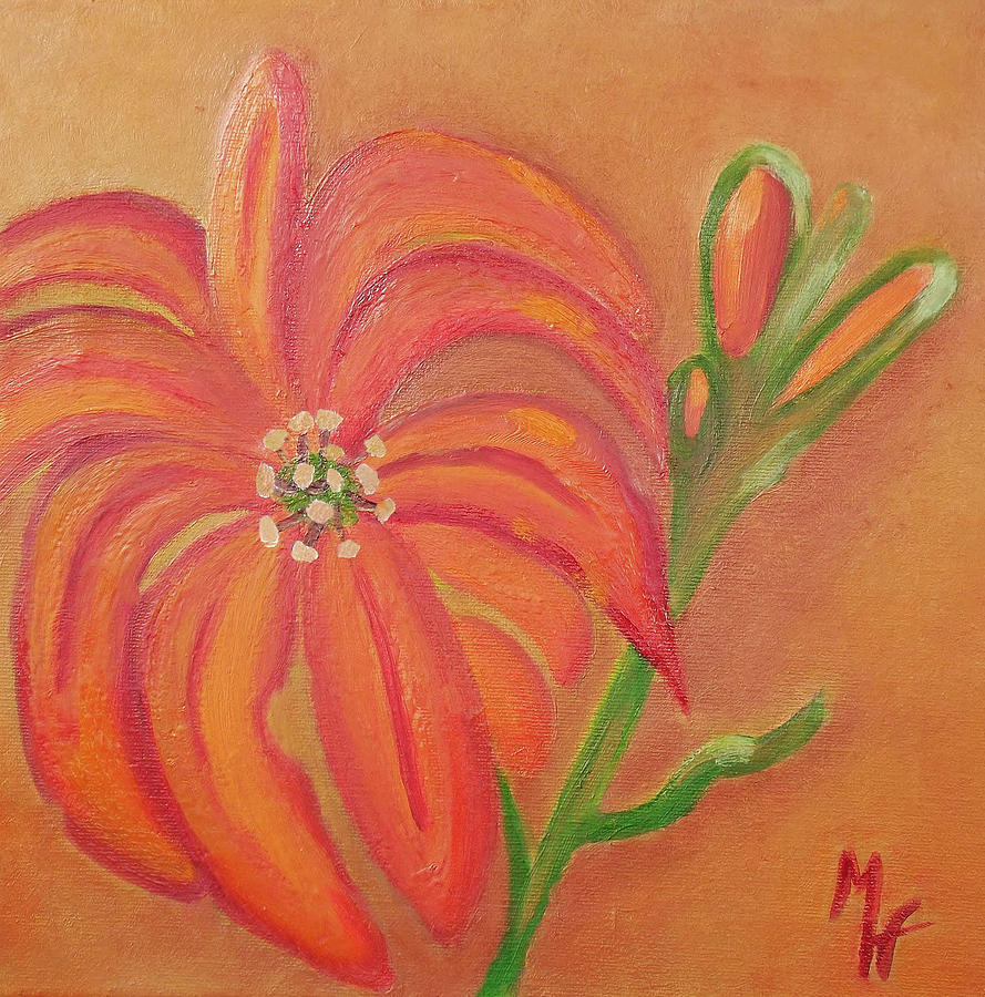 Double Headed Orange Day Lily Painting by Margaret Harmon