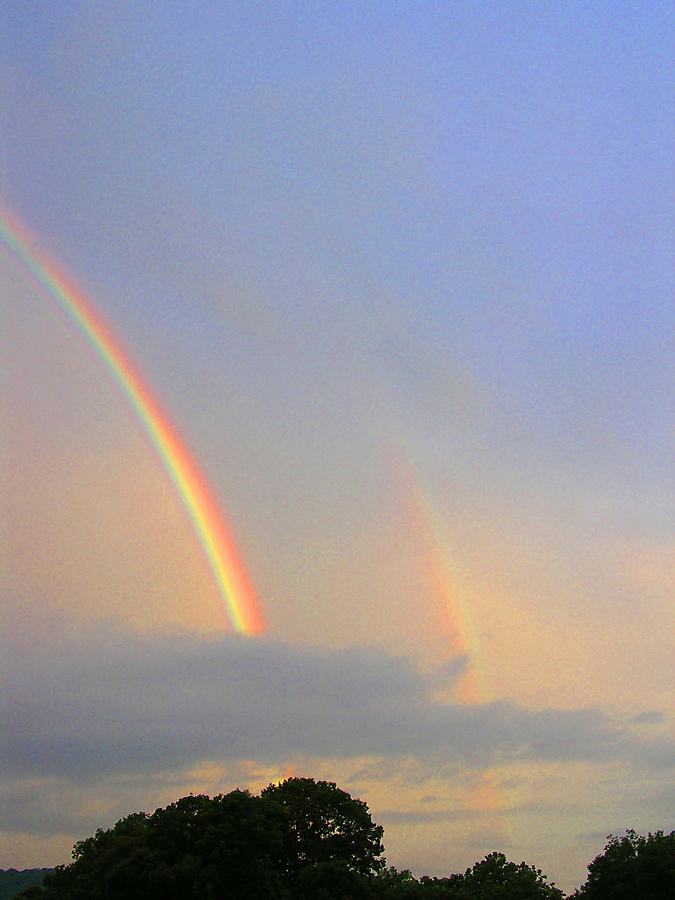 Nature Photograph - Double Rainbow - 1 by Randy Muir