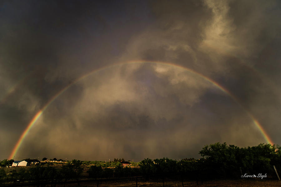 Double Rainbow and Clouds Photograph by Karen Slagle