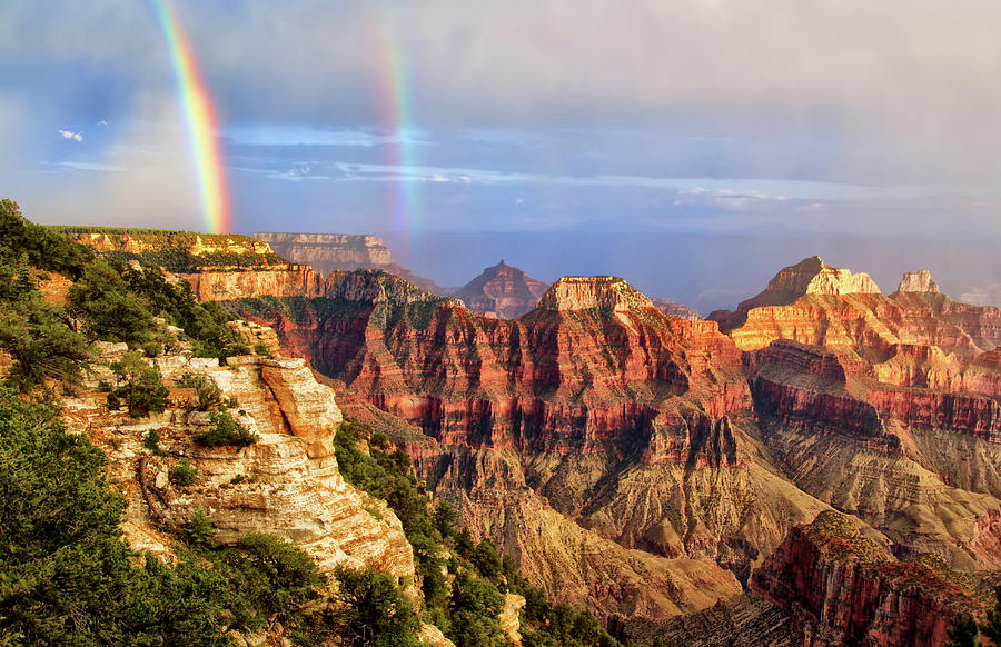 Double Rainbow at Grand Canyon North Rim Photograph by Carolyn Derstine
