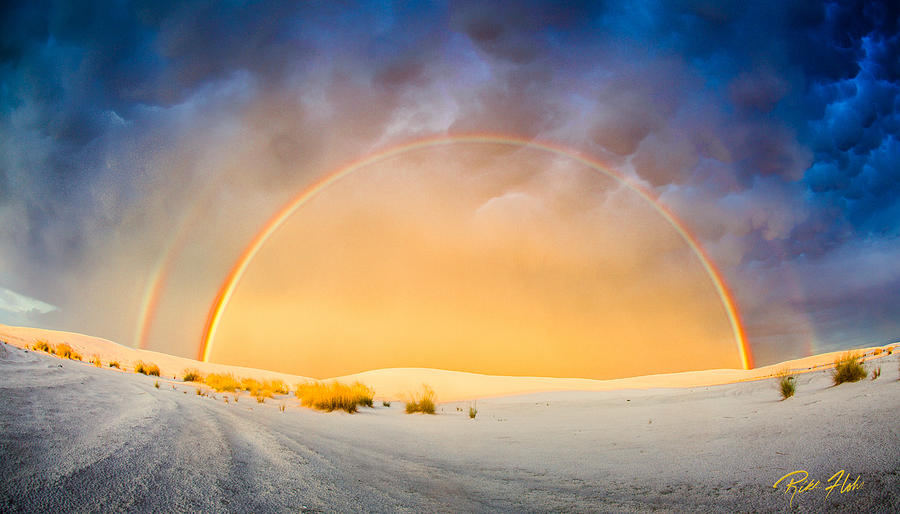 Stunning Double Rainbow at White Sands National Monument Photograph by Rikk Flohr