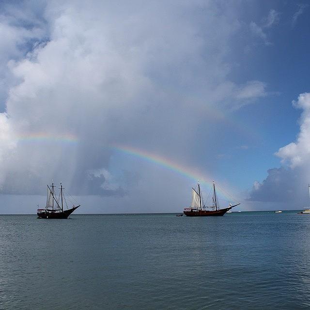 Aruba Double Rainbow Photograph by Julie Winters