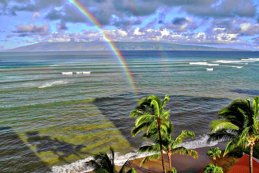 Rainbow Photograph - Double Rainbow in Maui by Kirsten Giving