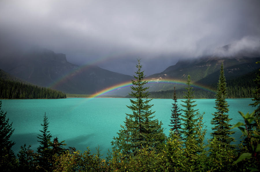 Double Rainbow on Emerald Lake Photograph by Thomas Nay