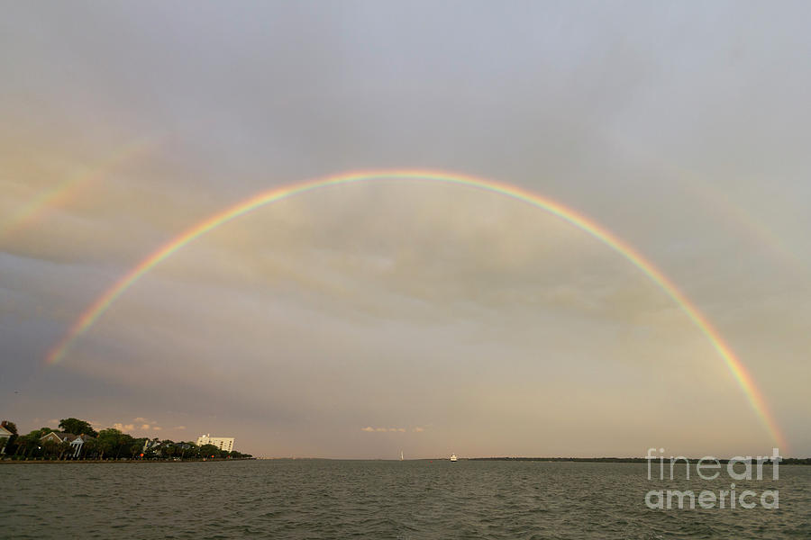 Over Photograph - Double Rainbow over Charleston Harbor by Dustin K Ryan