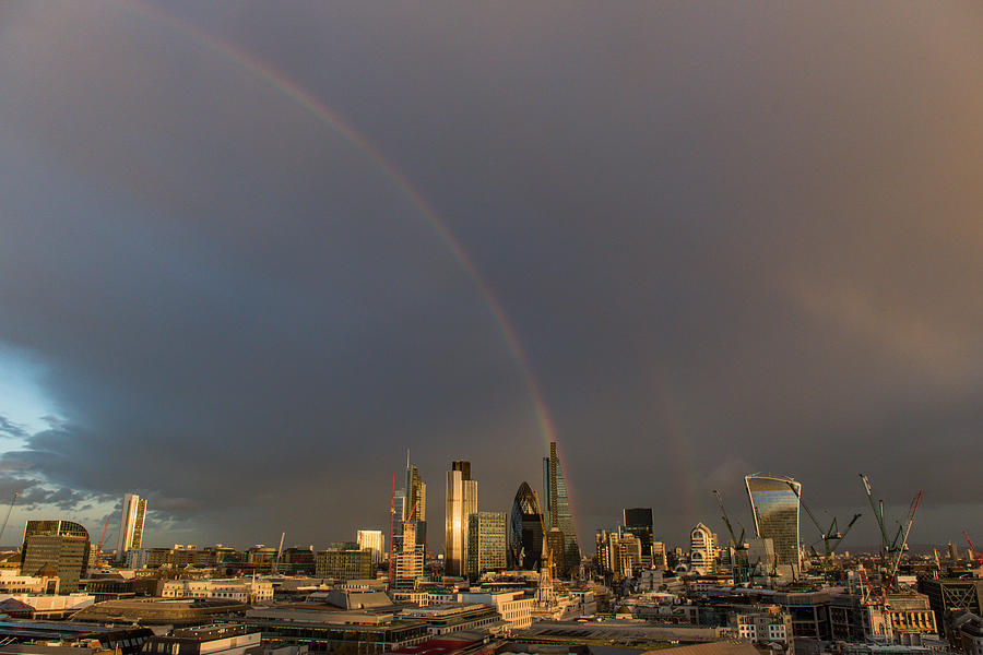 Double rainbow over the City of London Photograph by Gary Eason