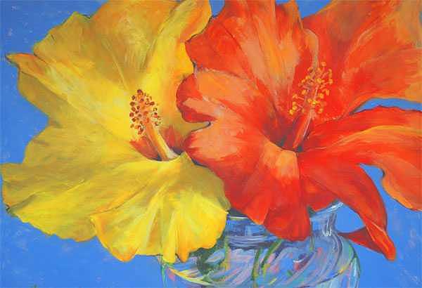 Hibiscus Painting - Double Take by Betty Cummings Hibiscus Painting - Double Take by Betty Cummings