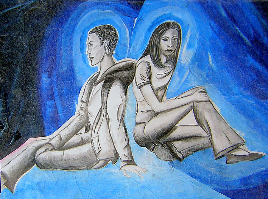 Double Take Of The Blues Mixed Media by Lee Nixon
