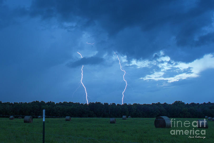 Double Trouble Dusk Thunderstorm Lightning Weather Art Photograph by Reid Callaway