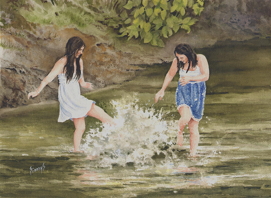 Creek Painting - Double Trouble by Sam Sidders
