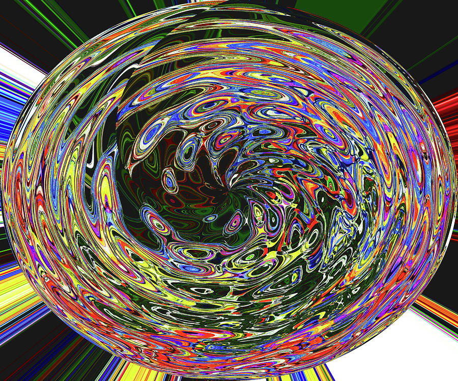 Double Wave Colored Lines And Circles Abstract #4 Digital Art by Tom Janca