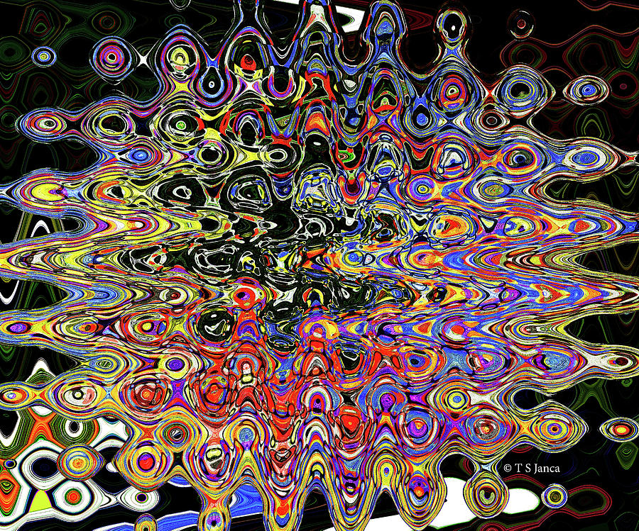 Double Wave Colored Lines And Circles Abstract Digital Art by Tom Janca