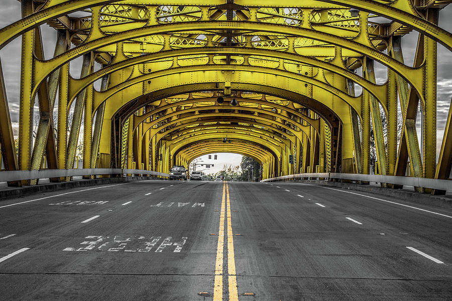 Sacramento Photograph - Double Yellow by Marnie Patchett