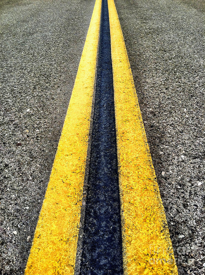 Double Yellow Road Lines Photograph by Bryan Mullennix