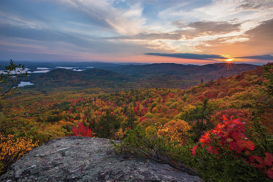 Doublehead Autumn Sunset Photograph by Chris Whiton