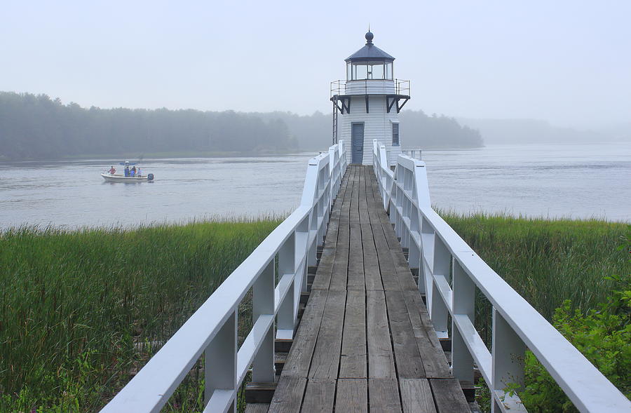 Doubling Point Lighthouse Kennebec River Fog Photograph