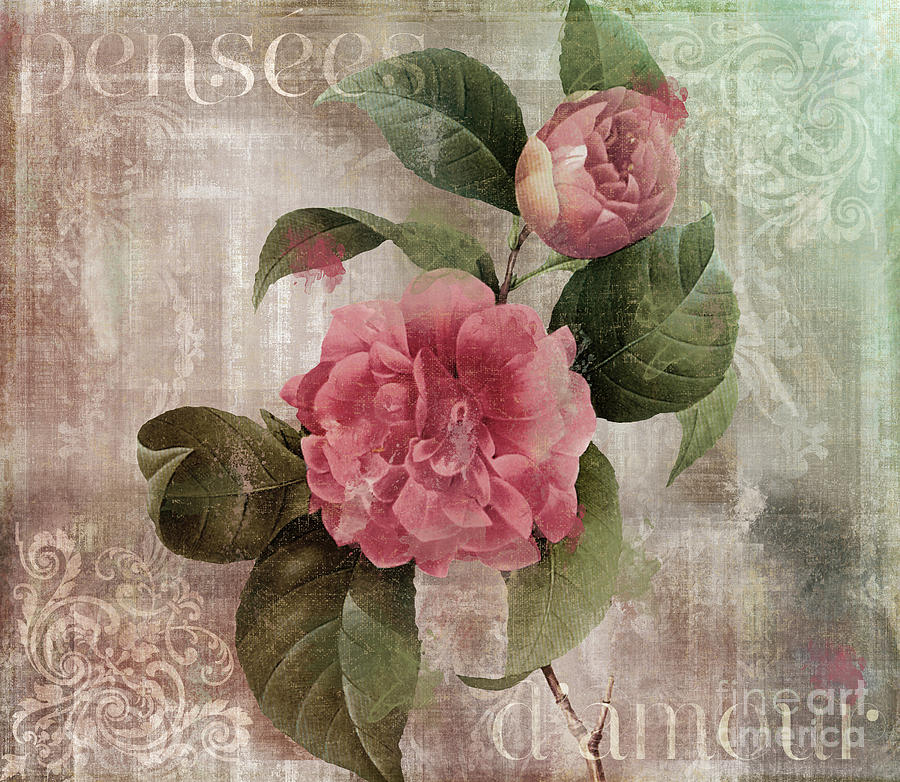 Douces Pensees Pink Roses Painting