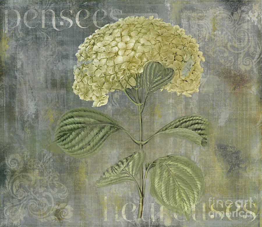 Rose Painting - Douces Pensees Yellow Hydrangea by Mindy Sommers