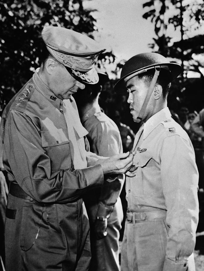 Douglas MacArthur Awarding DSC Medal - WWII Photograph by War Is Hell Store