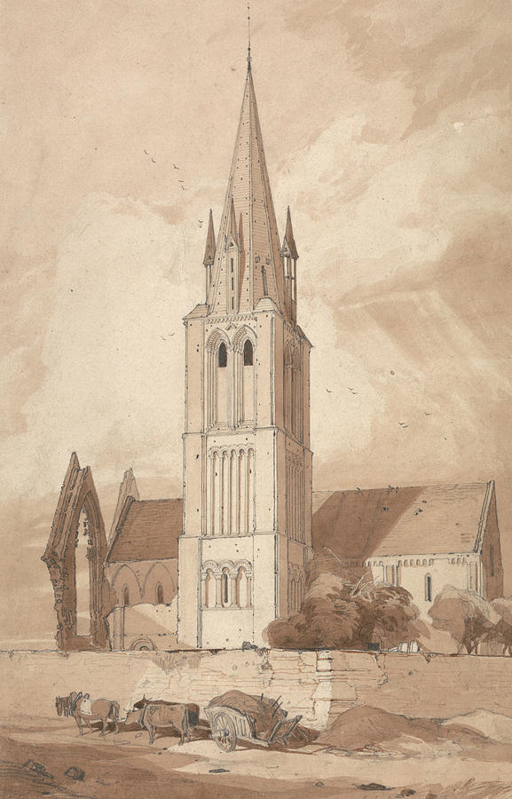 Douvres Church, Normandy Drawing by John Sell Cotman