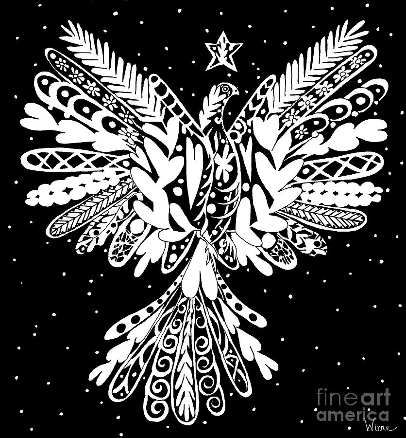 Dove Blessed with a Star Drawing by Lise Winne