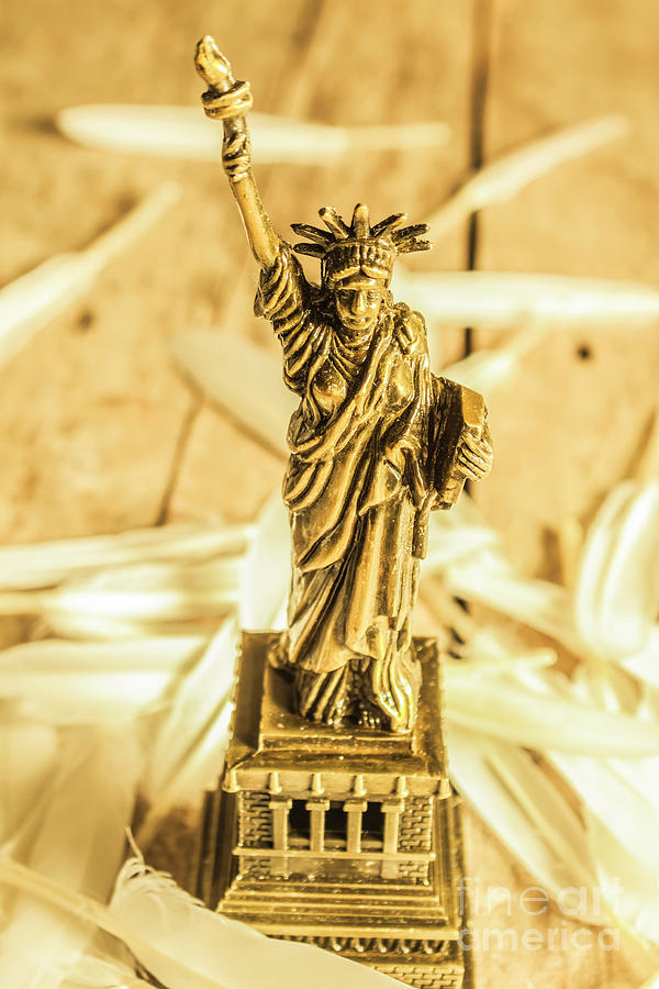Statue Of Liberty Photograph - Dove feathers and American landmarks by Jorgo Photography