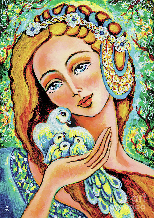 Dove Forest Fairy Painting by Eva Campbell