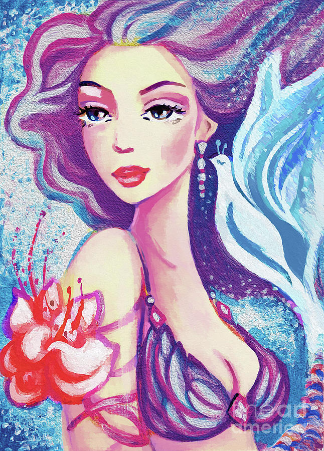 Dove Mermaid Painting by Eva Campbell