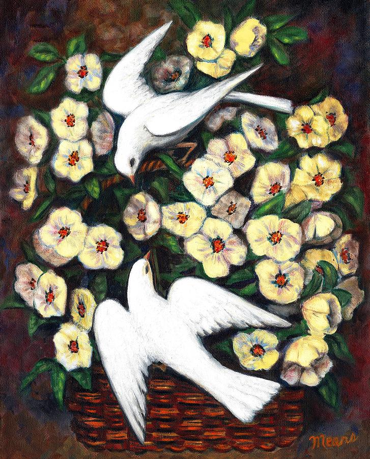 Bird Painting - Dove Play by Linda Mears