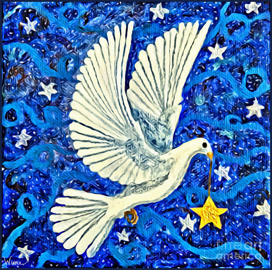 Dove with Star Painting by Lise Winne