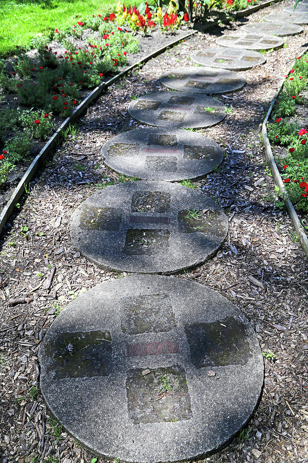 Dow Gardens Paving Stone Path 3 Photograph by Mary Bedy