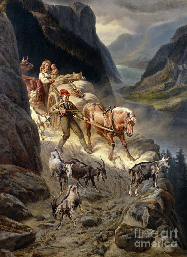Knud Bergslien Painting - Down from the mountain by Knud Bergslien