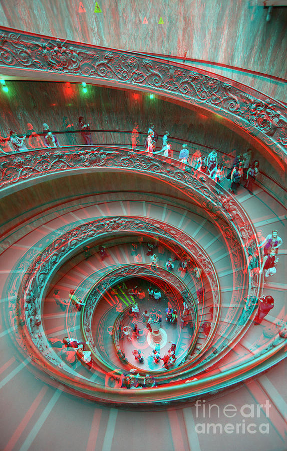 Down stairs anaglyph 3D Photograph by Stefano Senise