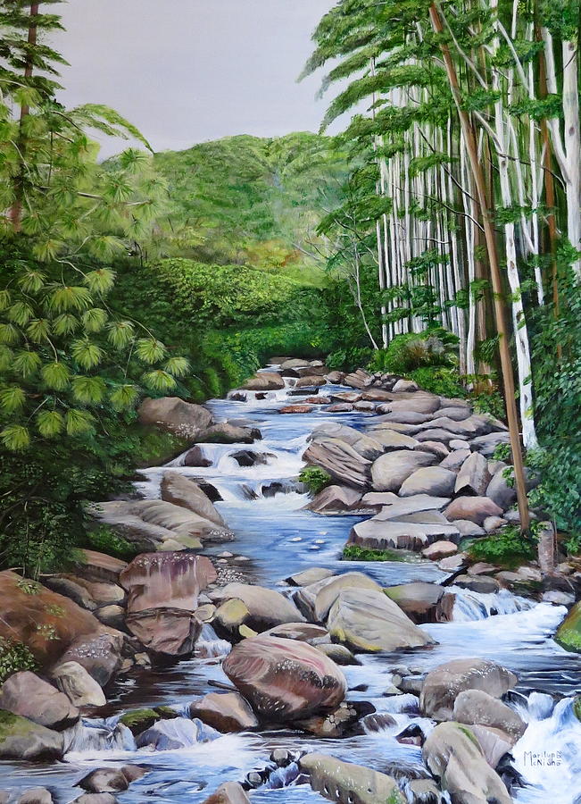Down stream  Painting by Marilyn McNish